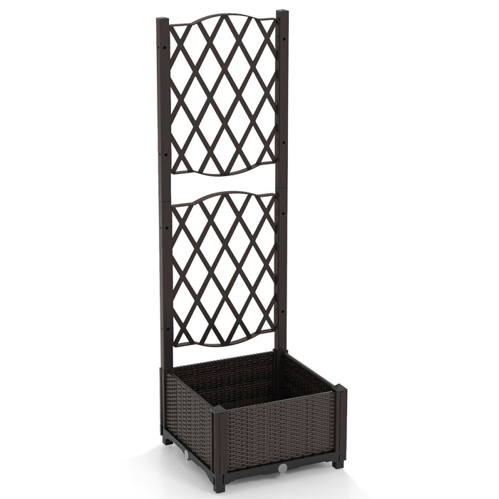 Raised Garden Bed with Trellis and Self-Watering System-