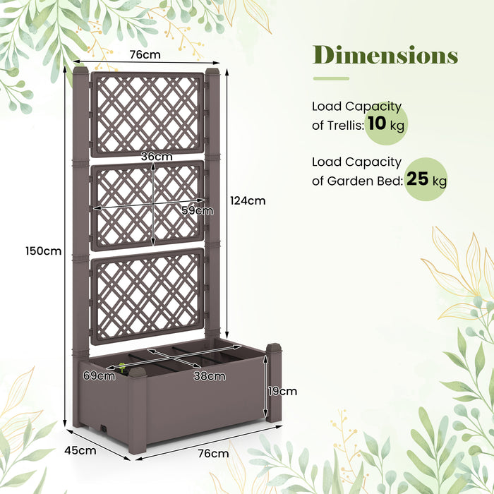 Self-Watering Standing Planter Box Lattice Panels for Vine Climbing Fruits Vegetables-