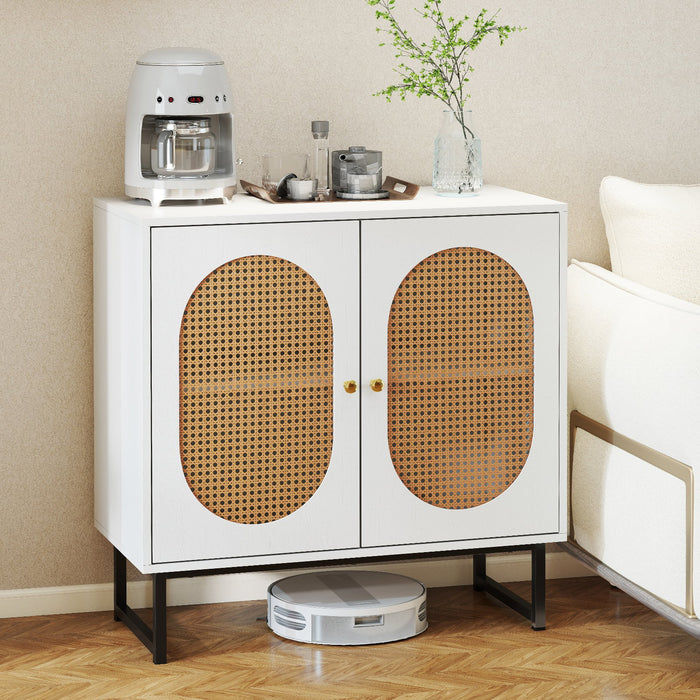 Buffet Cabinet Rattan Storage Cabinet Boho Sideboard-