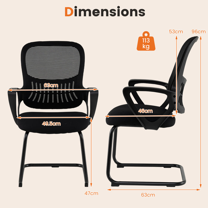 Reception Chairs Set of 2 with Breathable Mesh Back-
