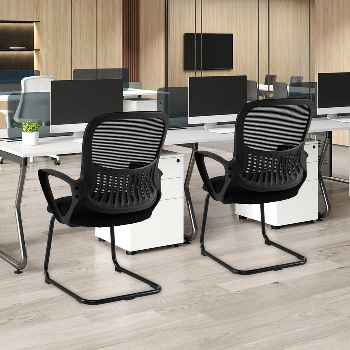 Reception Chairs Set of 4 with Breathable Mesh Back Storage-