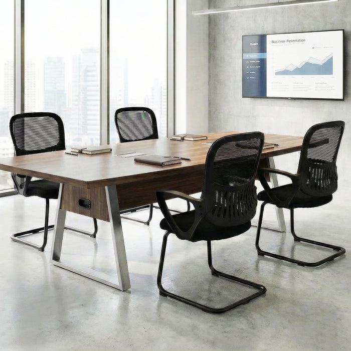 Reception Chairs Set of 4 with Breathable Mesh Back Storage-