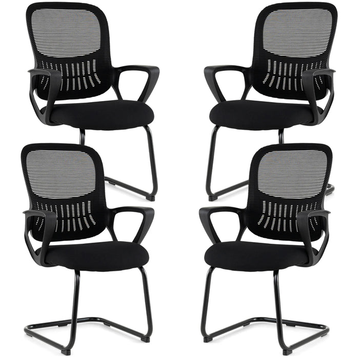 Reception Chairs Set of 4 with Breathable Mesh Back Storage-