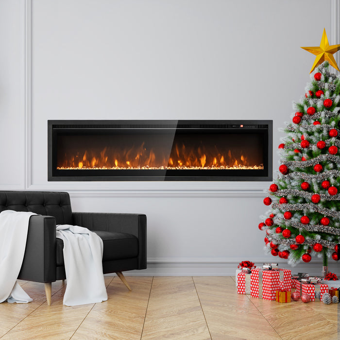 102/127 cm Wall Mounted Recessed Freestanding Electric Fireplace-