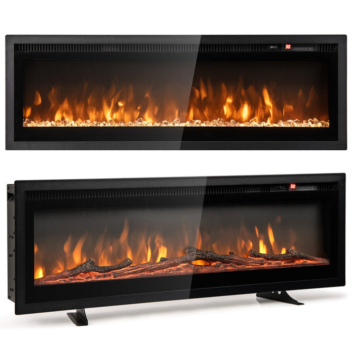 102/127 cm Wall Mounted Recessed Freestanding Electric Fireplace-