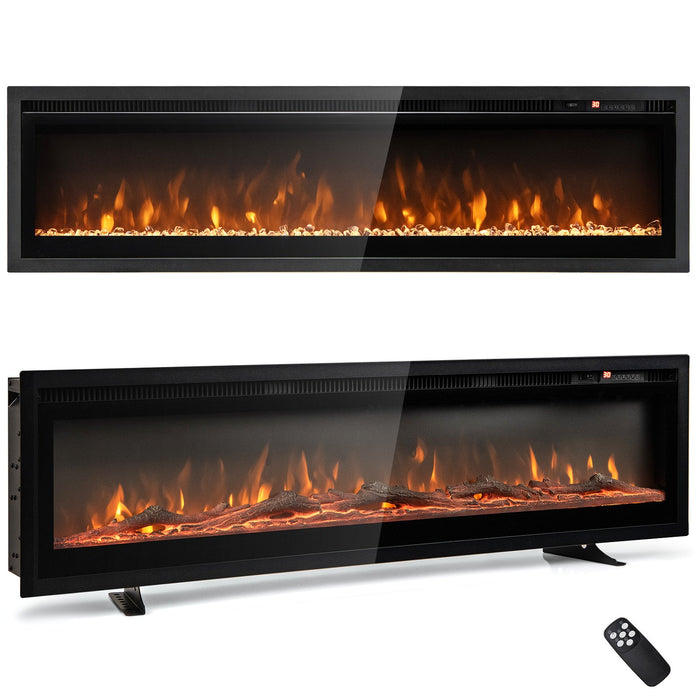 102/127 cm Wall Mounted Recessed Freestanding Electric Fireplace-