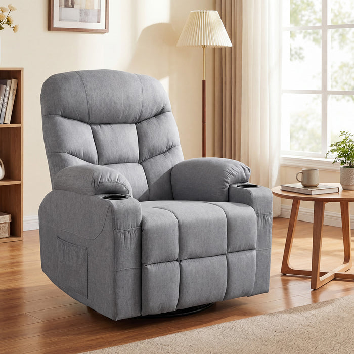 Recliner Chair with Massage and Heat Nursery Rocking Chair with 360° Swivel Function-