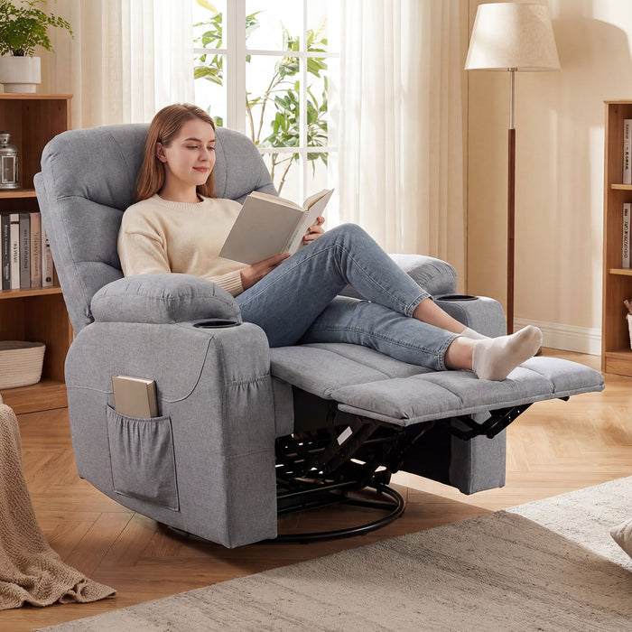 Recliner Chair with Massage and Heat Nursery Rocking Chair with 360° Swivel Function-