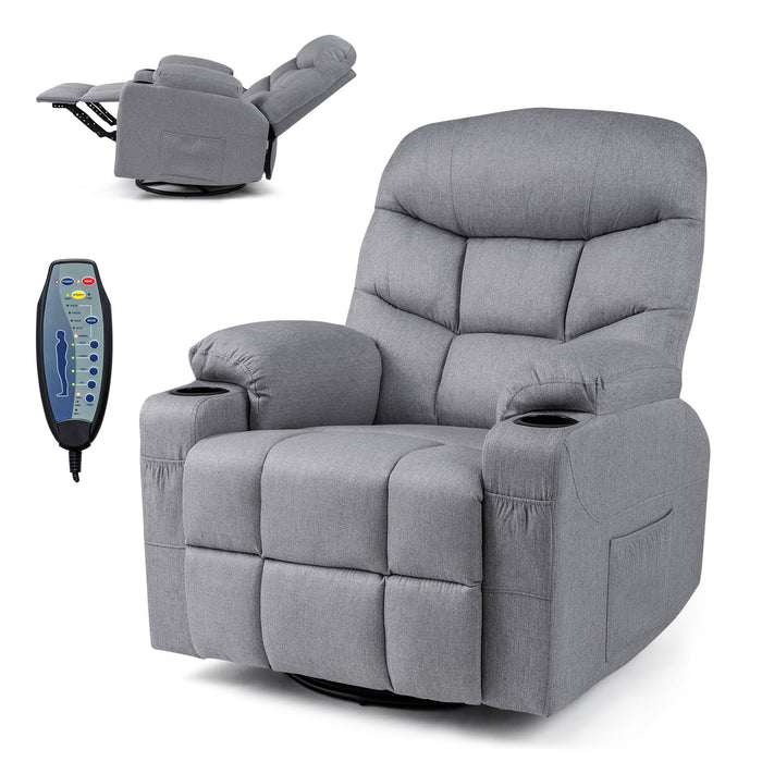 Recliner Chair with Massage and Heat Nursery Rocking Chair with 360° Swivel Function-