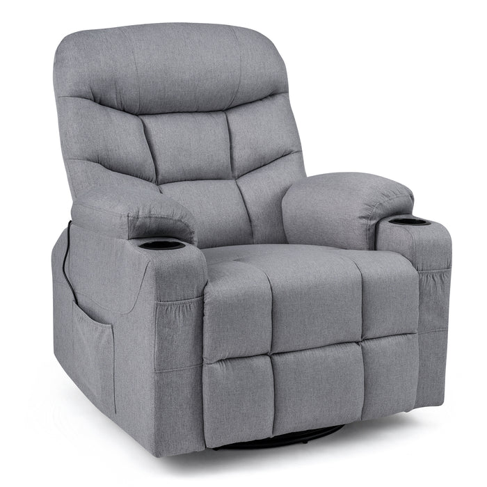 Recliner Chair with Massage and Heat Nursery Rocking Chair with 360° Swivel Function-