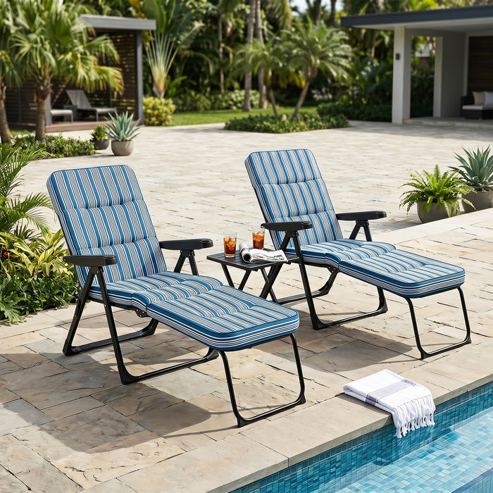 Reclining Relaxer Chair with Thick Padded Cushion for Patio-Grey