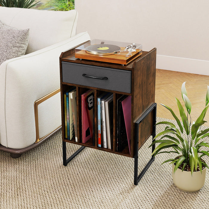 Record Player Stand Turntable Stand with Drawer and Record Holder-