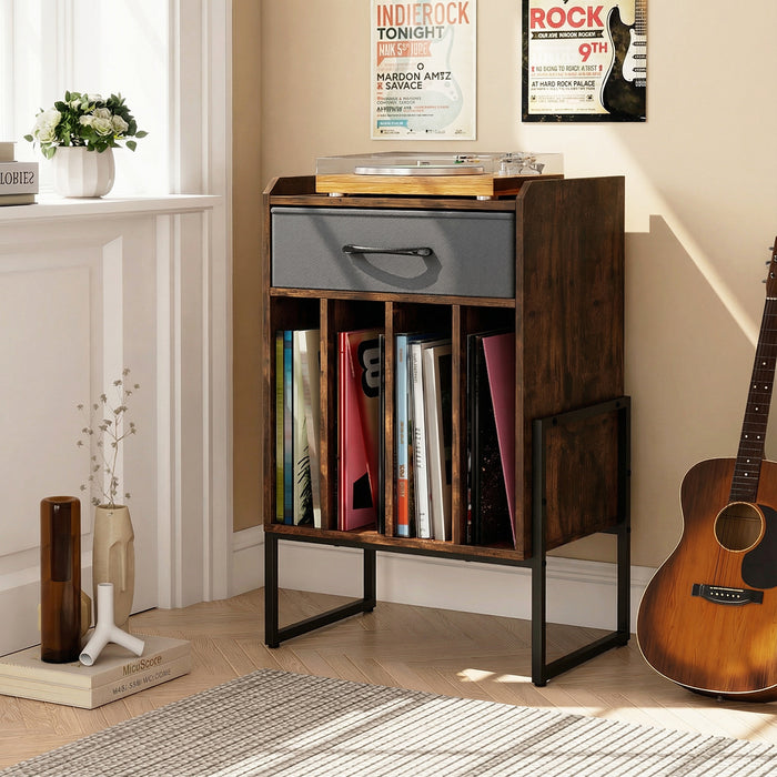 Record Player Stand Turntable Stand with Drawer and Record Holder-
