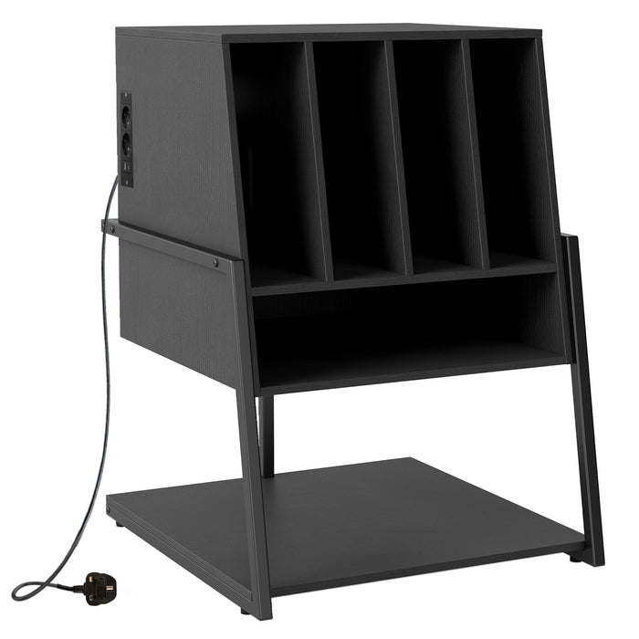 Record Player Stand with Charging Station Turntable Stand with Vinyl Storage Holder-