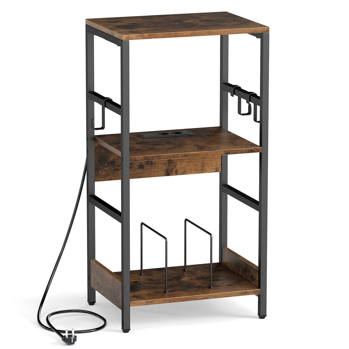 Record Player Stand with Charging Station and Vinyl Storage Holder for Living Room-