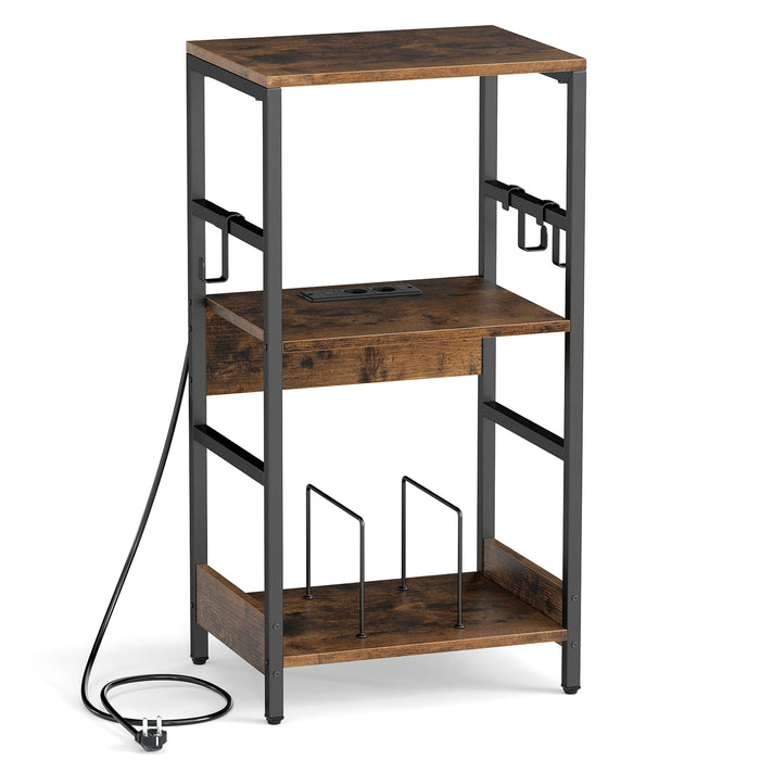 Record Player Stand with Charging Station and Vinyl Storage Holder for Living Room-
