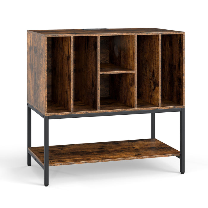 Record Player Stand with Charging Station for Living Room-