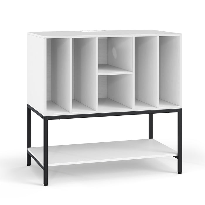 Record Player Stand with Charging Station for Living Room-