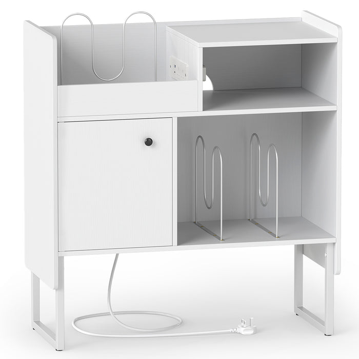 Record Player Stand with Power Outlets and Open Shelf-