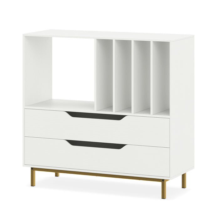 Record Player Stand Mid Century Turntable Stand with Open Compartment-