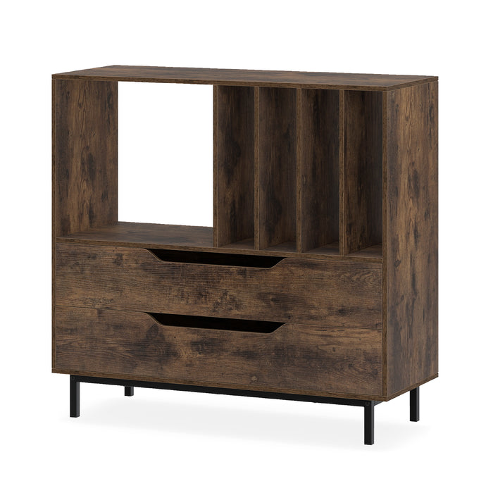 Record Player Stand Mid Century Turntable Stand with Open Compartment-