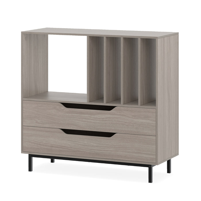 Record Player Stand Mid Century Turntable Stand with Open Compartment-