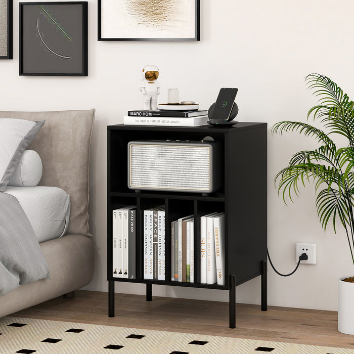 Record Player Stand Turntable Stand with Charging Station-
