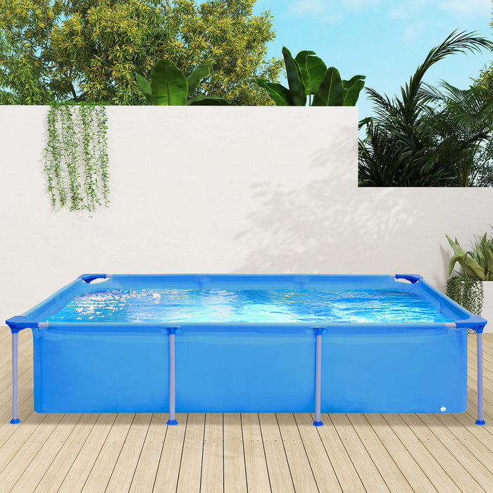Rectangular Above Ground Swimming Pool Set with Filter Pump-