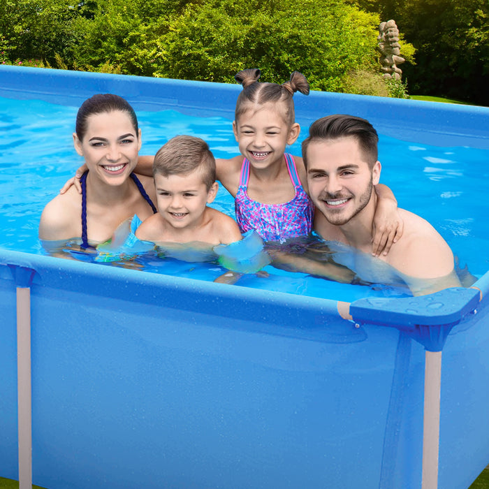 Rectangular Above Ground Swimming Pool Set with Filter Pump-