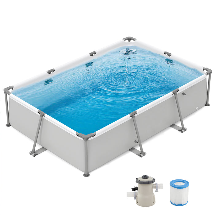 Rectangular Large Swimming Pool Set with Filter Pump-