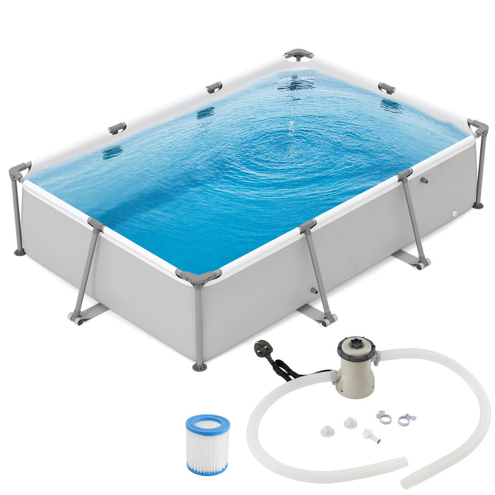Rectangular Large Swimming Pool Set with Filter Pump-