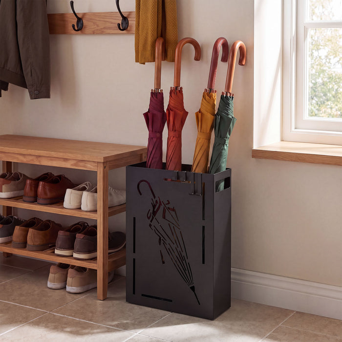 Rectangular Umbrella Holder Rack with Removable Drip Tray-