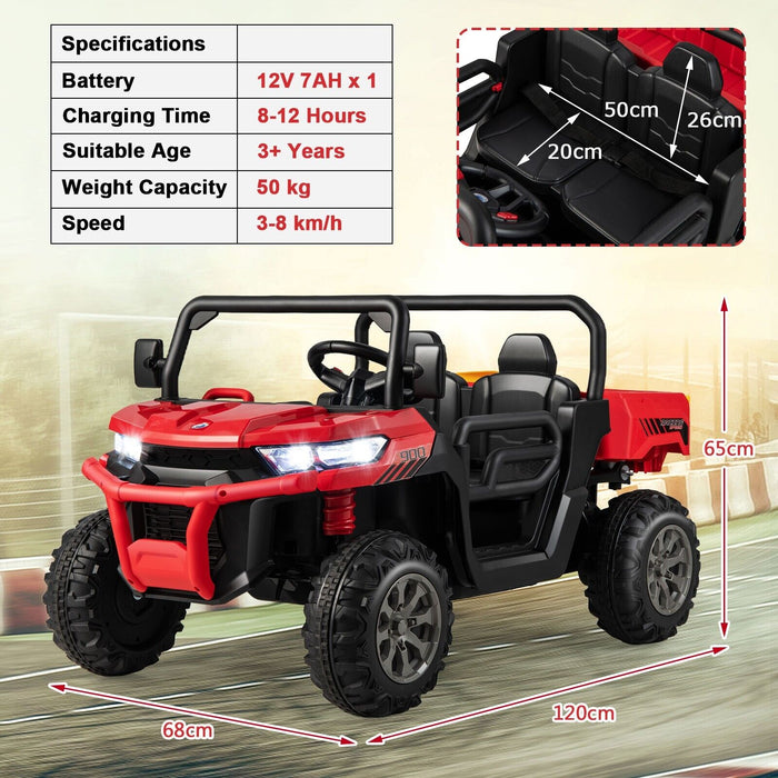 12V Electric Kids Ride-On 2-Seater Dump Truck-