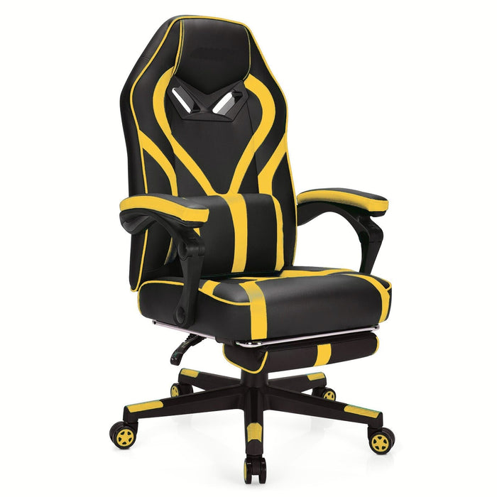 Ergonomic Swivel Gaming Chair with Retractable Footrest and Lumbar Support-