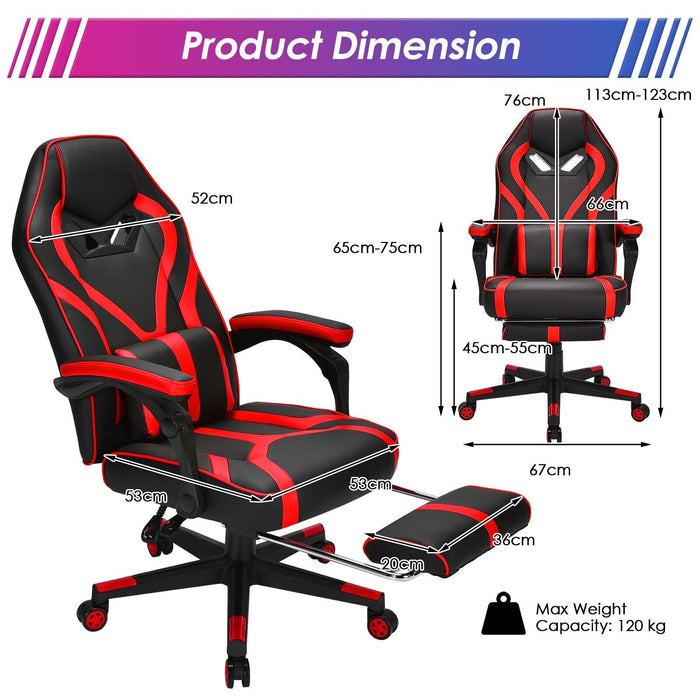 Ergonomic Swivel Gaming Chair with Retractable Footrest and Lumbar Support-