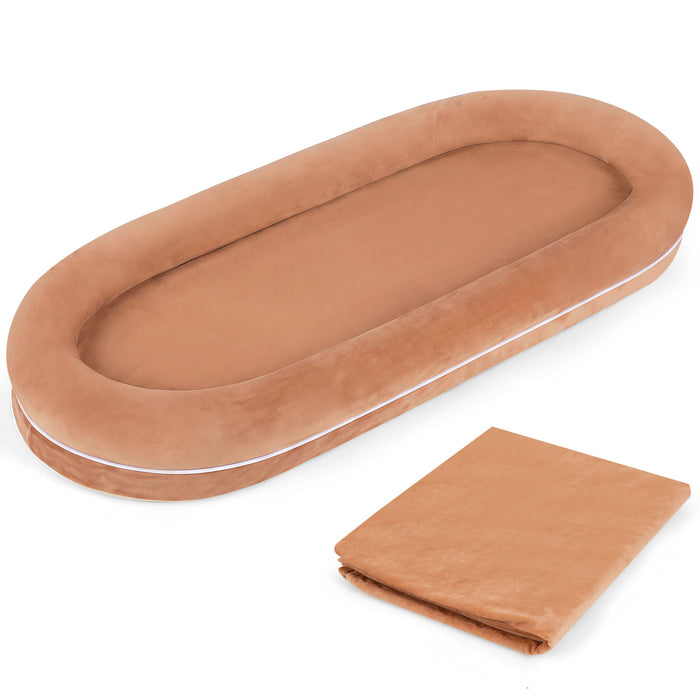 Removable Detachable Human Dog Bed for Adults and Large Dogs with Matching Plush Blanket-