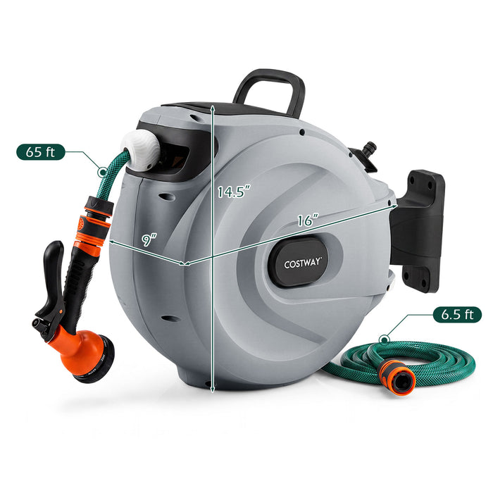 Retractable Garden Hose Reel 1.5 cm x 20 m Heavy Duty Wall Mount Hose Reel-