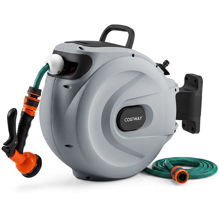 Retractable Garden Hose Reel 1.5 cm x 30 m Heavy Duty Wall Mount Hose Reel-