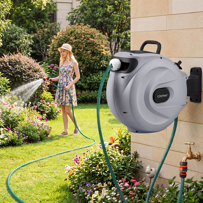 Retractable Garden Hose Reel 1.5 cm x 30 m Heavy Duty Wall Mount Hose Reel-