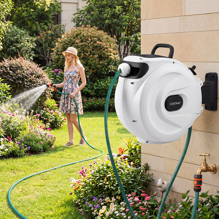 Retractable Garden Hose Reel 1.5 cm x 30 m Heavy Duty Wall Mount Hose Reel-