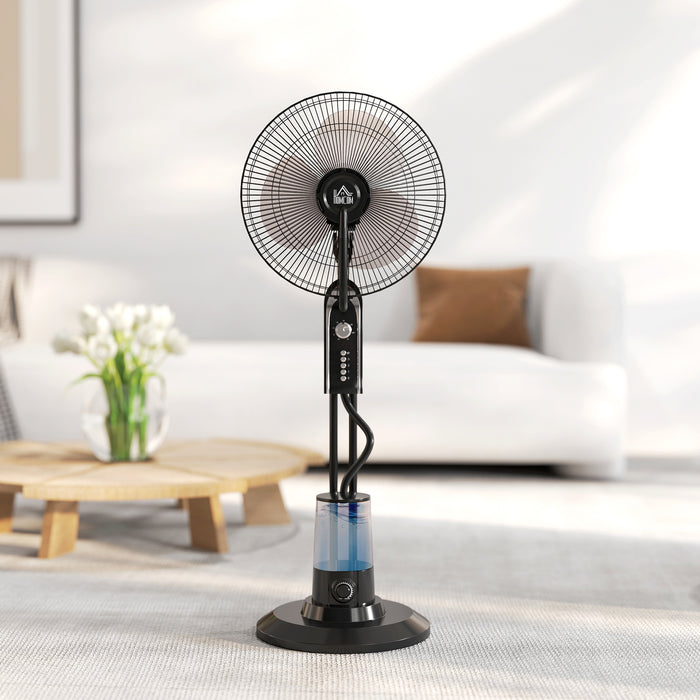 HOMCOM Pedestal Fan with Water Mist Spray, Spray Misting Fan with 70° Oscillation, Tilt Head, 4 Speeds, 3 Modes, Adjustable Mist, 3.2L Water Tank, for Home, 120 cm