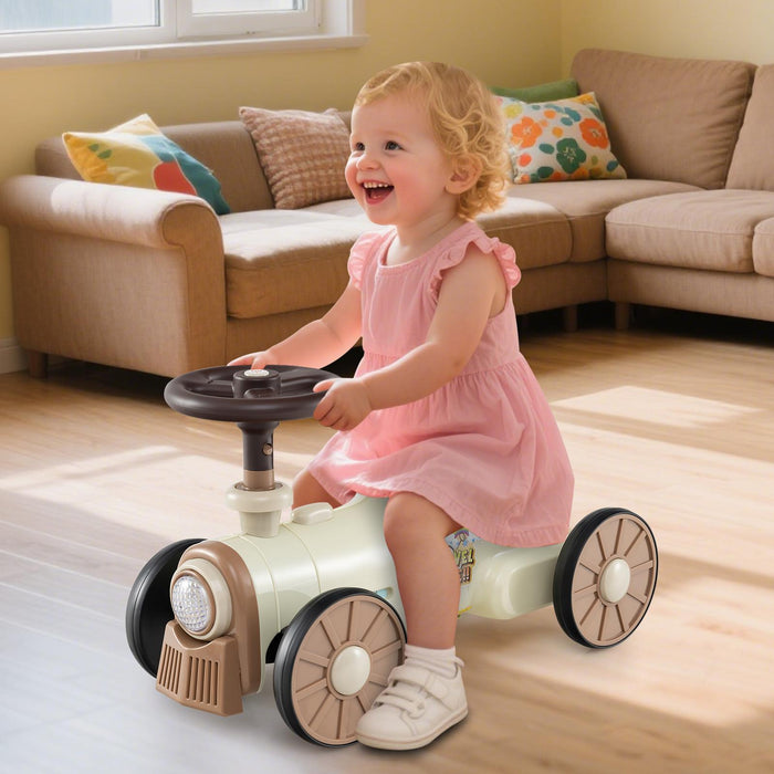 Ride on Push Car Train with Sound Button and Storage Compartment-