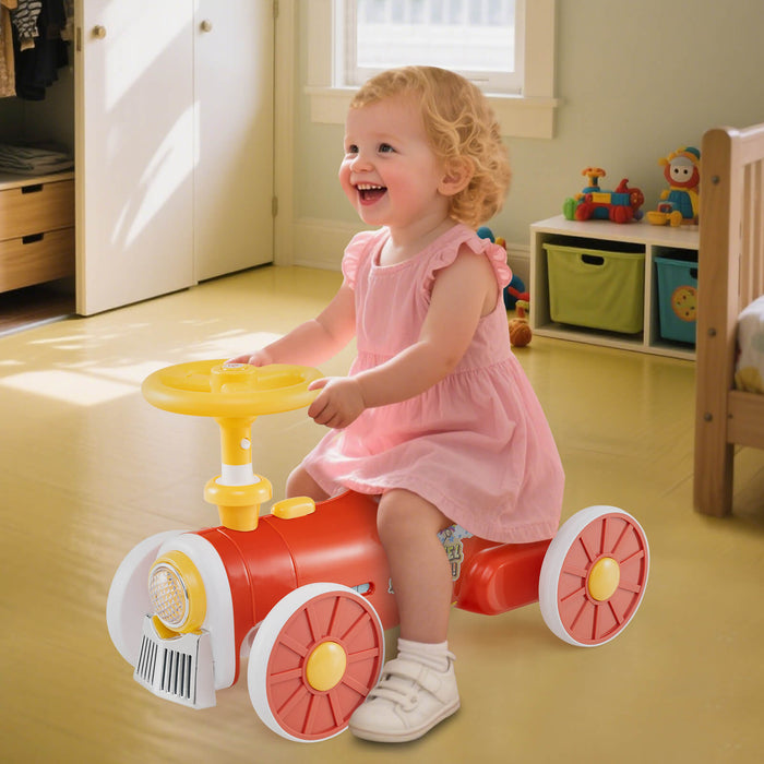 Ride on Push Car Train with Sound Button and Storage Compartment-