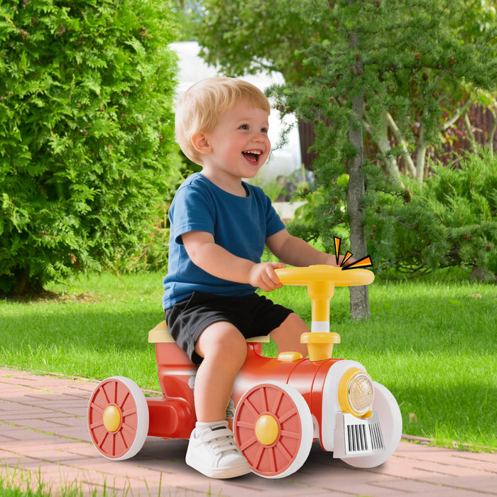 Ride on Push Car Train with Sound Button and Storage Compartment-