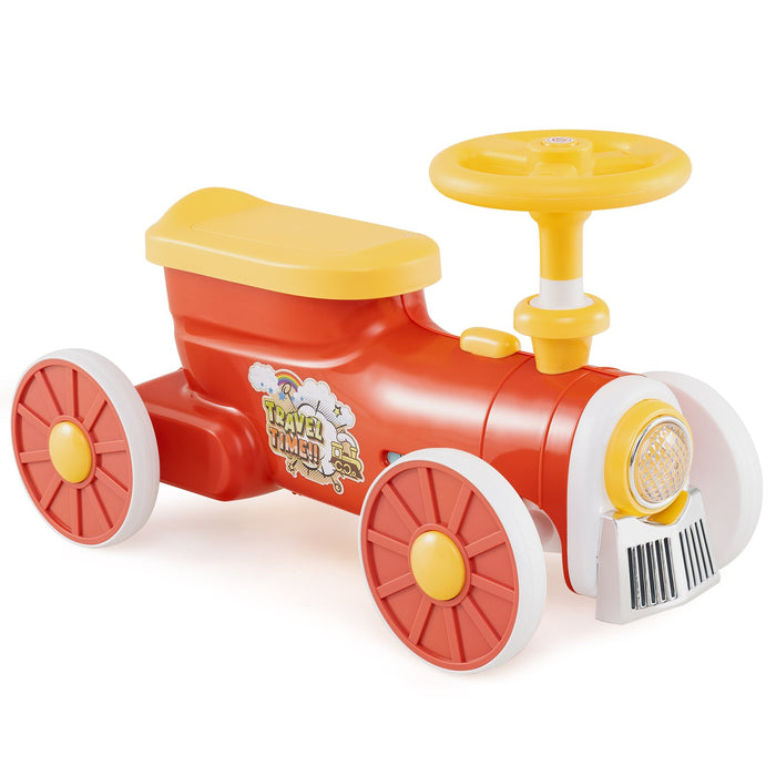 Ride on Push Car Train with Sound Button and Storage Compartment-
