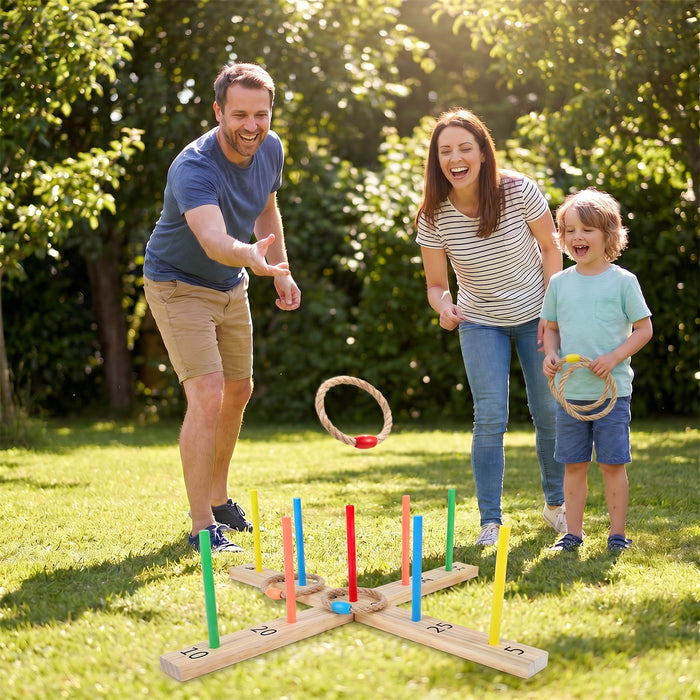 Ring Toss Game for Kids and Adults Outdoor Yard Game with 5 Rope Rings-