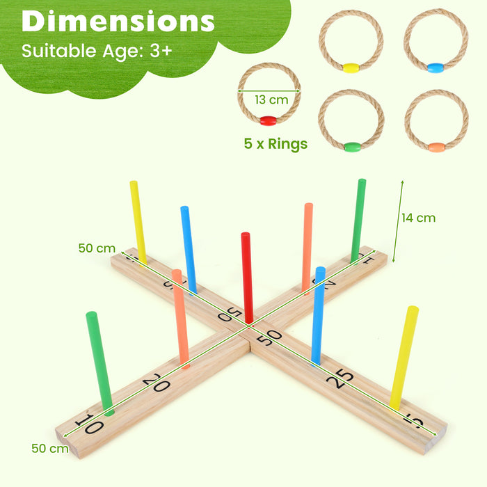 Ring Toss Game for Kids and Adults Outdoor Yard Game with 5 Rope Rings-