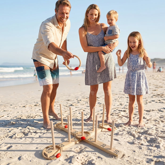 Ring Toss Game for Kids and Adults Outdoor Yard Game with 5 Rope Rings-