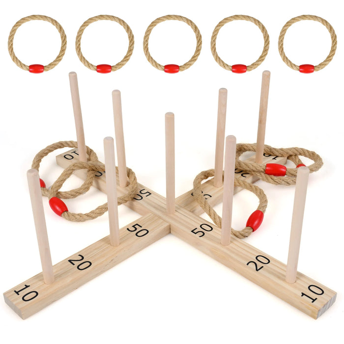 Ring Toss Game for Kids and Adults Outdoor Yard Game with 5 Rope Rings-