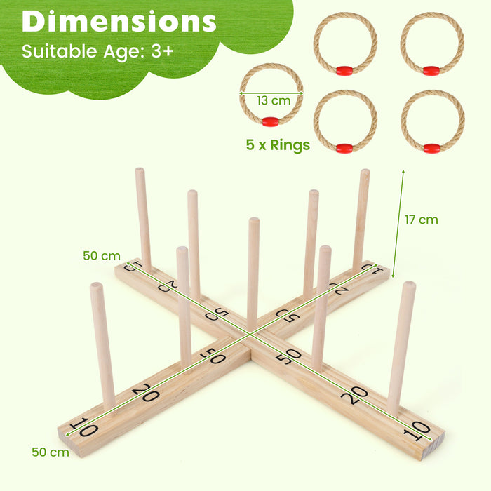 Ring Toss Game for Kids and Adults Outdoor Yard Game with 5 Rope Rings-